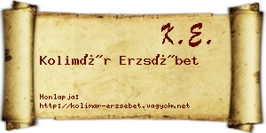 Kolimár Erzsébet névjegykártya